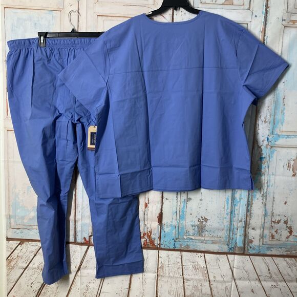 Cherokee Unisex Scrub Suit Blue Pants and Top Size 4XL WW644 NWT - Picture 12 of 16